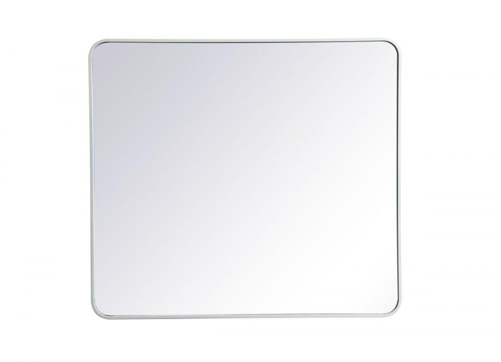 Soft Corner Metal Rectangular Mirror 36x40 Inch in White