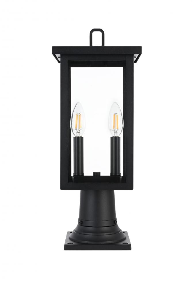 Outdoor Pole Light L7" W7" H19" L2 Black