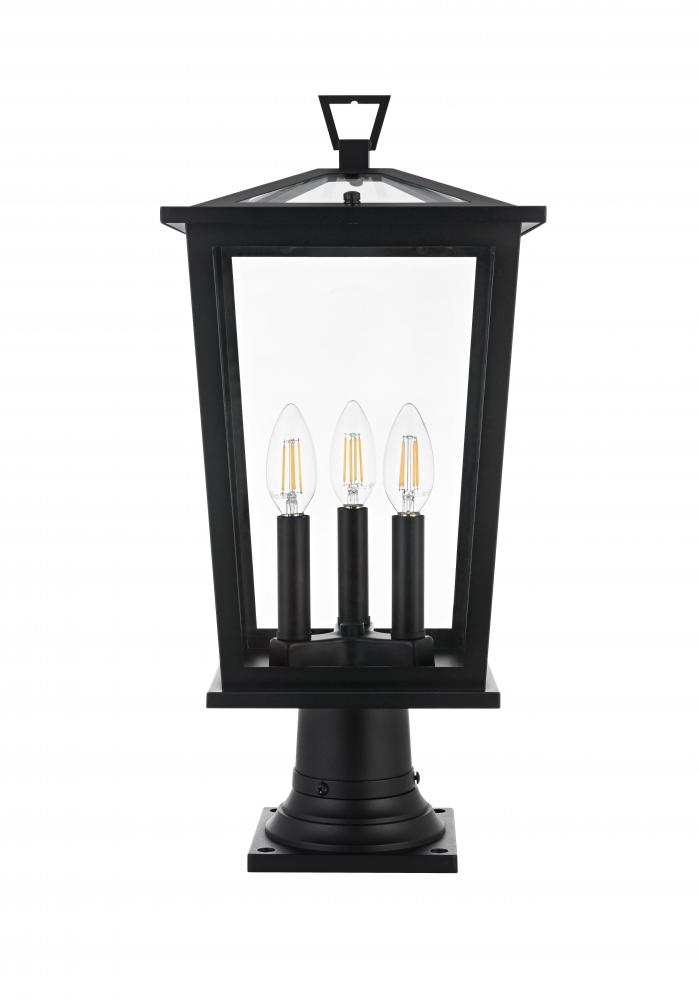 Outdoor Pole Light L9.5" W9.5" H20.5" L3 Black