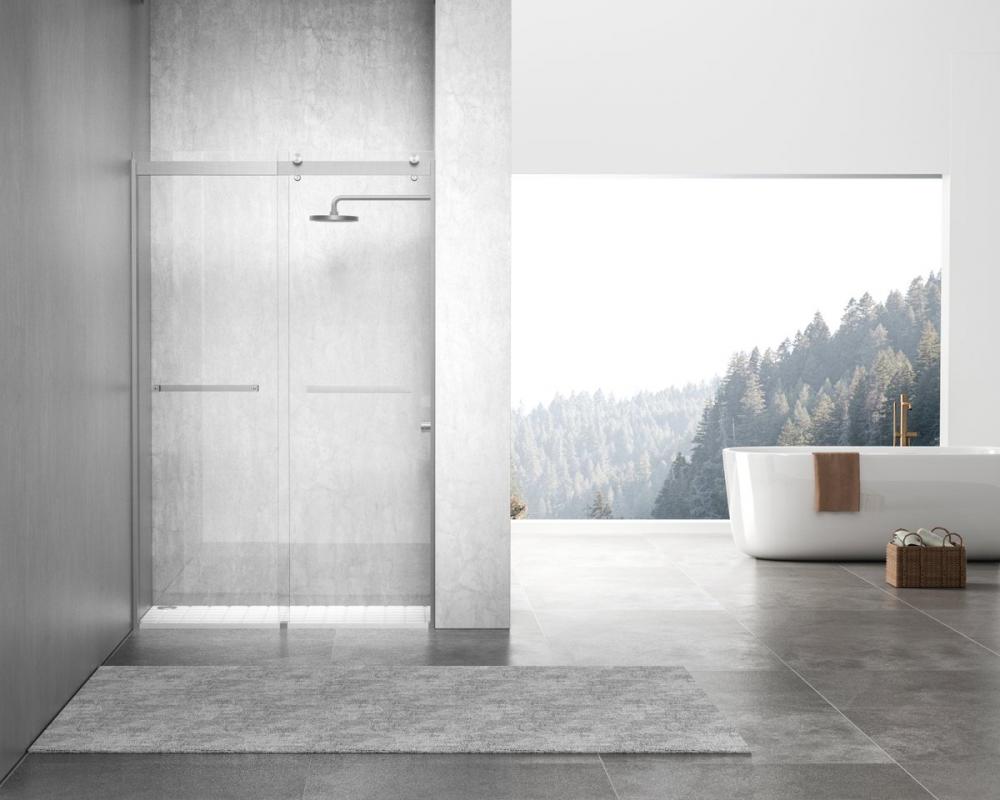 Frameless Shower Door 48x76 Brushed Nickel