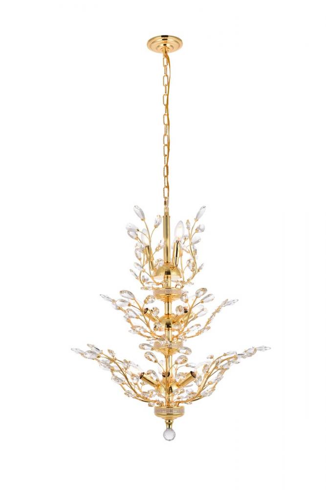 Orchid 13 Light Gold Chandelier Clear Royal Cut Crystal