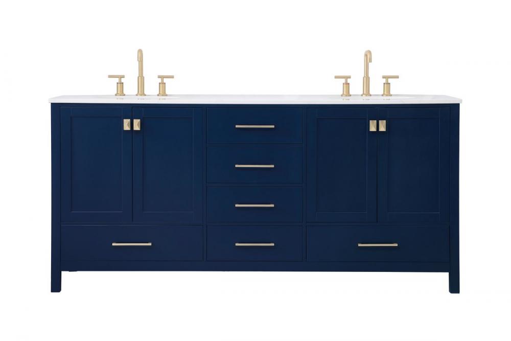 72 Inch Double Bathroom Vanity in Blue