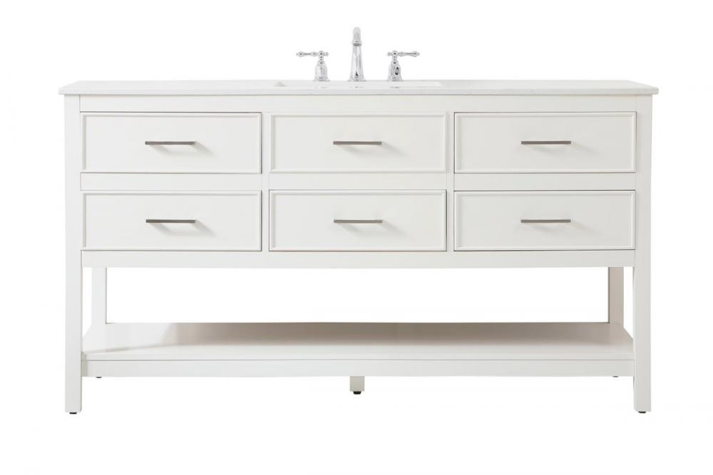 60 Inch Single Bathroom Vanity in White