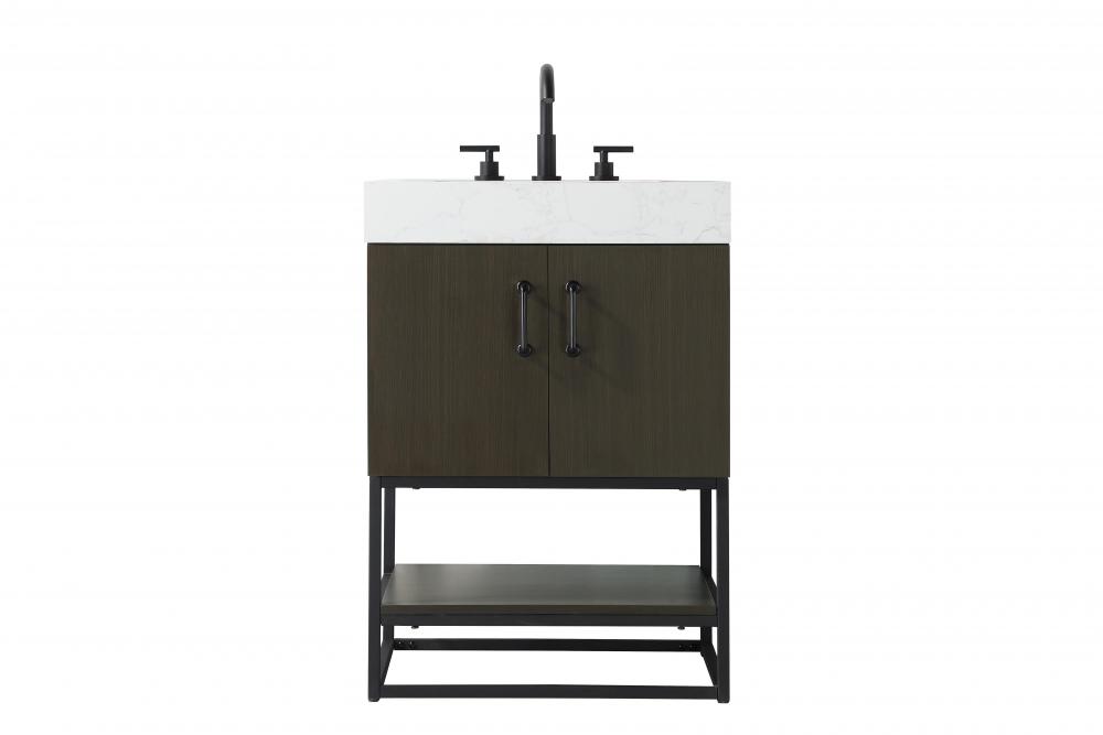 24 inch Single Bathroom Vanity in Mocha Brown