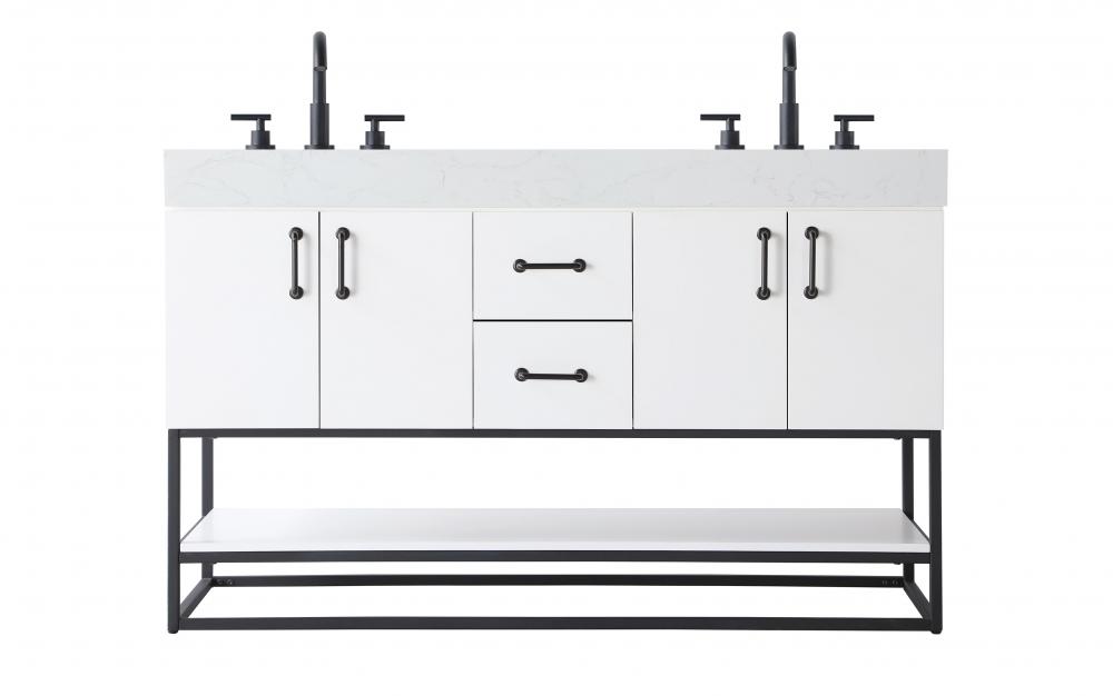 54 inch Double Bathroom Vanity in White