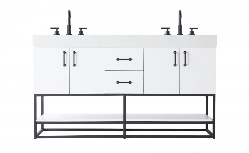 60 inch Double Bathroom Vanity in White