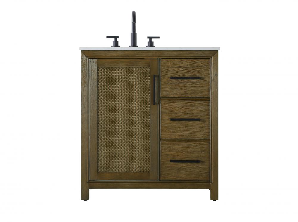 32 Inch Single Bathroom Vanity In Hazel Oak