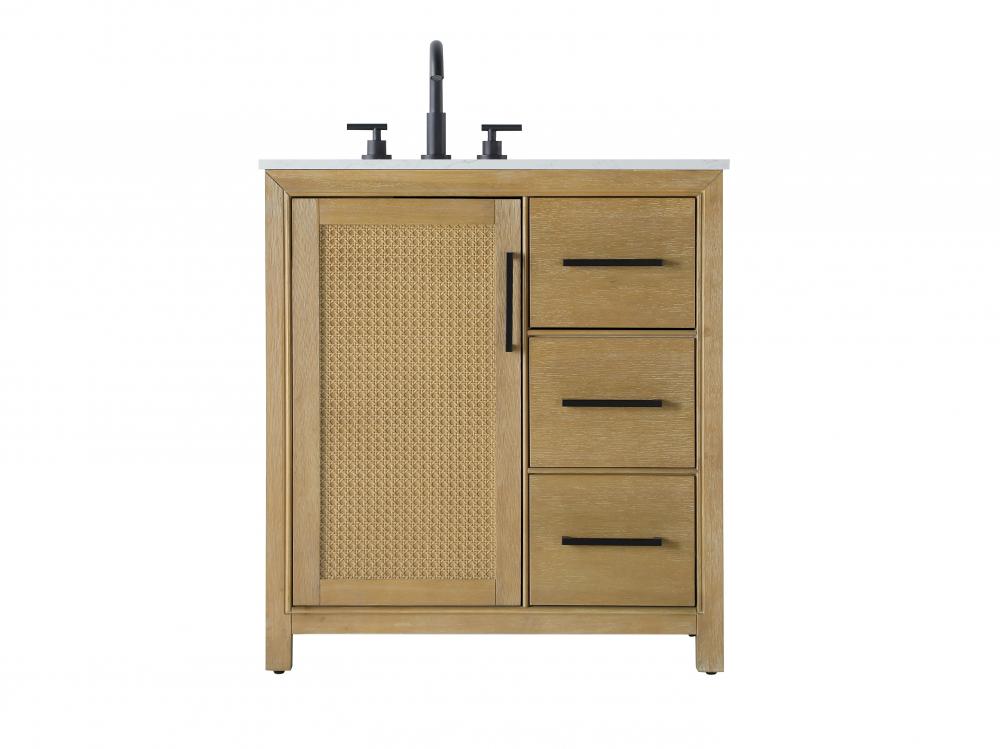 32 Inch Single Bathroom Vanity In Linen Oak