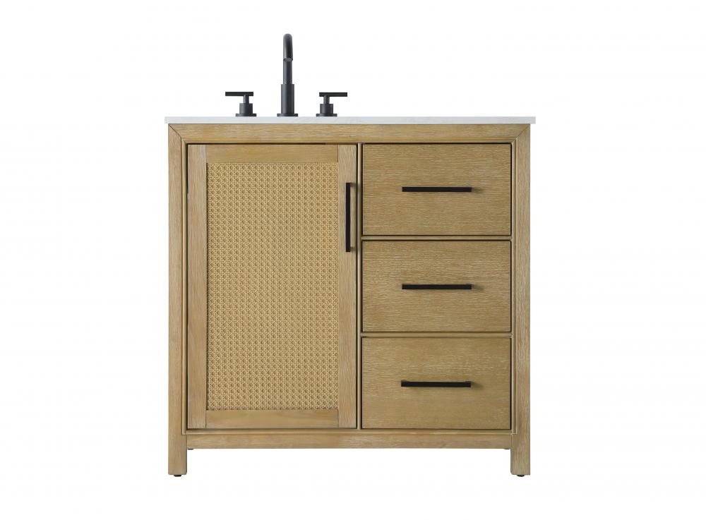 36 Inch Single Bathroom Vanity In Linen Oak