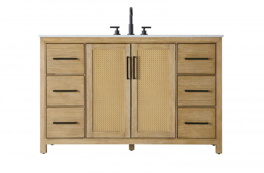 54 Inch Single Bathroom Vanity In Linen Oak