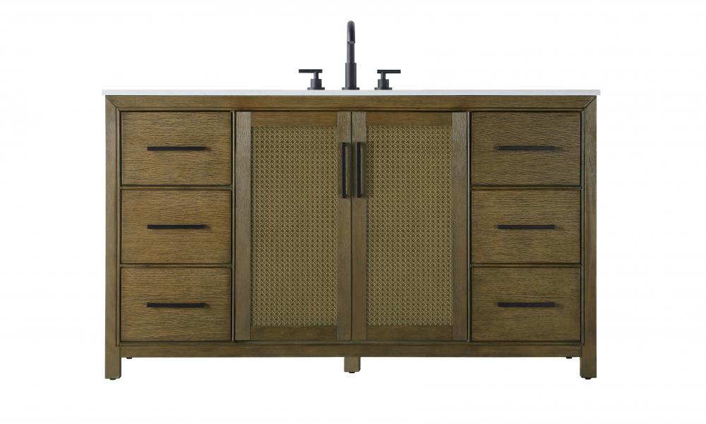 60 Inch Single Bathroom Vanity In Hazel Oak