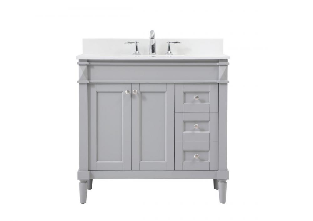 36 Inch Single Bathroom Vanity in Grey with Backsplash