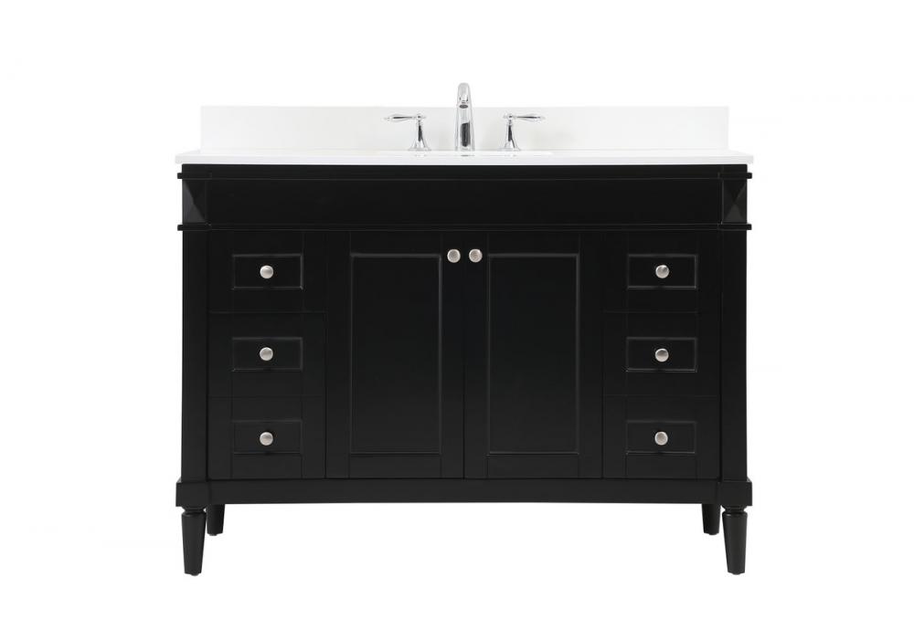 48 Inch Single Bathroom Vanity in Black with Backsplash