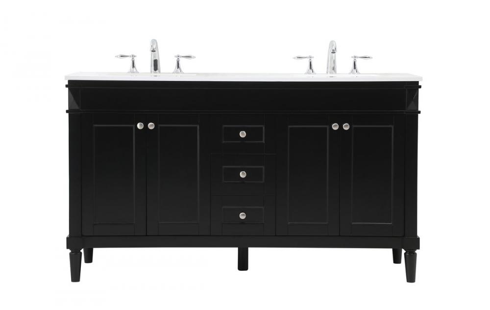 60 Inch Double Bathroom Vanity in Black