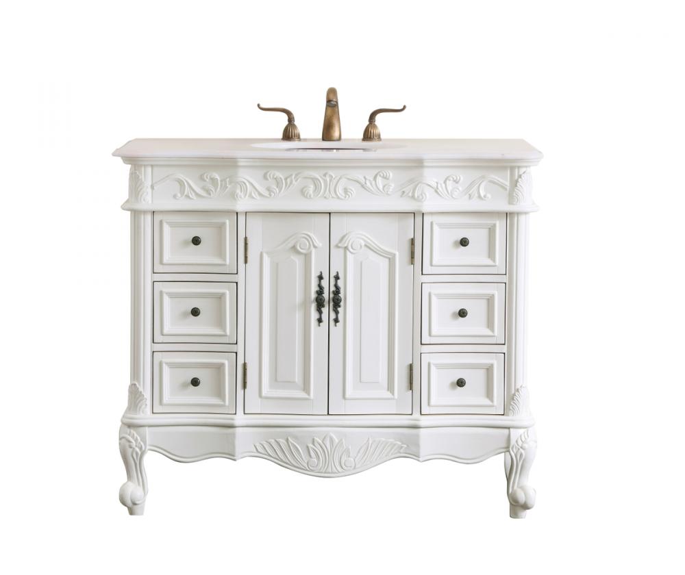 42 In. Single Bathroom Vanity Set in Antique White