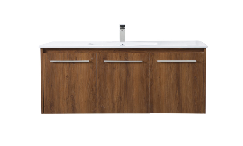 48 inch  Single Bathroom Floating Vanity in Walnut Brown