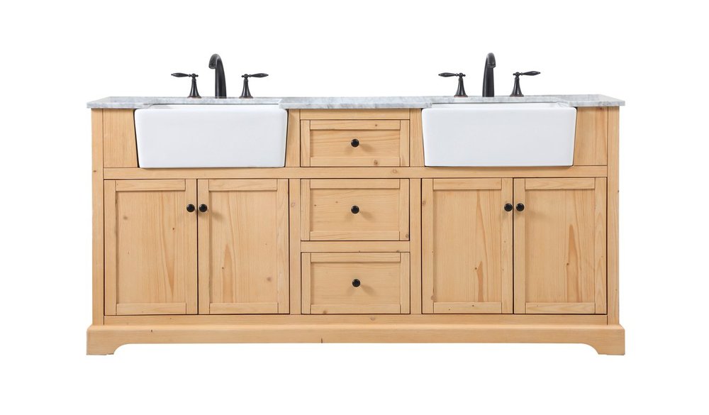 72 Inch Double Bathroom Vanity in Natural Wood