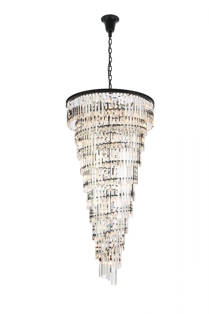 Sydney 36.5 inch spiral crystal chandelier in matte black