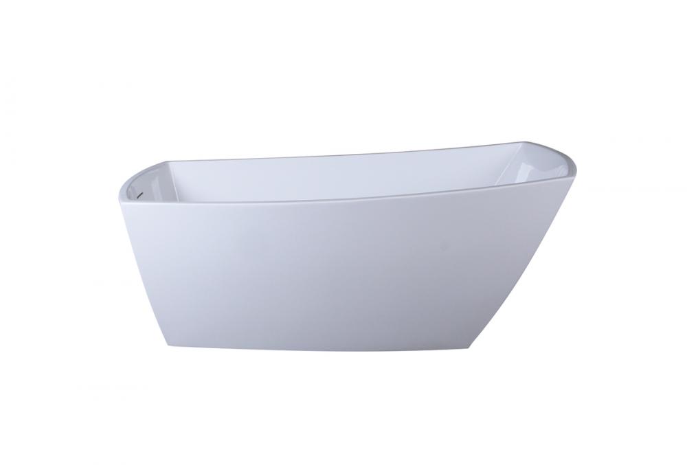67 Inch Soaking Single Slipper Rectangular Bathtub in Glossy White