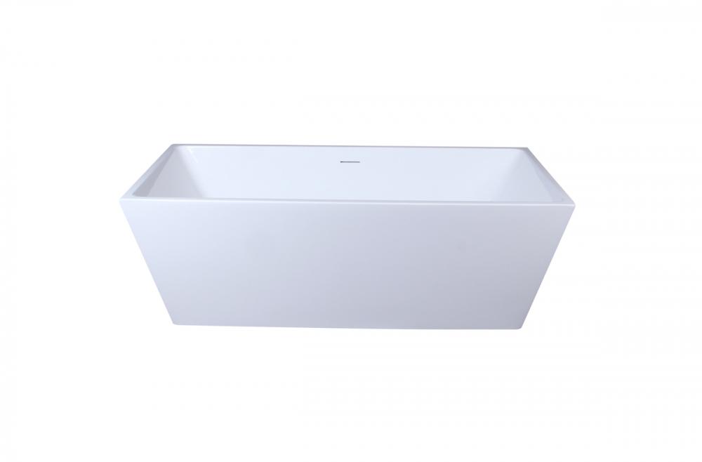 67 Inch Soaking Rectangular Bathtub in Glossy White