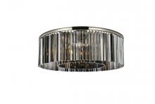 Elegant 1208F43PN-SS/RC - Sydney 10 Light Polished Nickel Flush Mount Silver Shade (Grey) Royal Cut Crystal