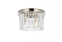 Elegant 1238F16PN/RC - Sydney 3 Light Polished Nickel Flush Mount Clear Royal Cut Crystal