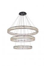 Elegant 3503G41LBK - Monroe 41 inch LED triple ring chandelier in black