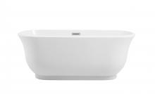 Elegant BT10259GW-BNK - 59 inch Soaking Bathtub in Glossy White with Brushed Nickel Trim