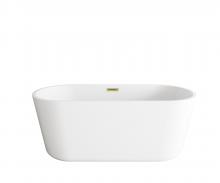 Elegant BT10659GW-BGD - 59 inch Soaking Bathtub in Glossy White with Brushed Gold Trim