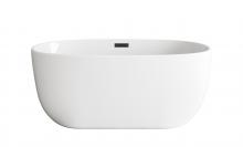 Elegant BT10754GW-MBK - 54 inch Soaking Bathtub in Glossy White with Matte Black Trim