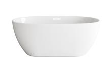 Elegant BT10759GW-WHT - 59 inch Soaking Bathtub in Glossy White with Polished White Trim