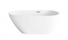 Elegant BT30259GW-BGD - 59 inch Bathtub in Glossy White with Brushed Gold Trim