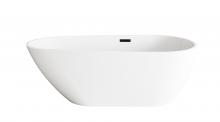 Elegant BT30267GW-MBK - 67 inch Bathtub in Glossy White with Matte Black Trim