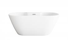 Elegant BT30559GW-BNK - 59 inch Bathtub in Glossy White with Brushed Nickel Trim