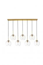 Elegant LD2230BR - Baxter 7 Lights Brass Pendant with Clear Glass
