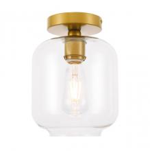 Elegant LD2270BR - Collier 1 Light Brass and Clear Glass Flush Mount