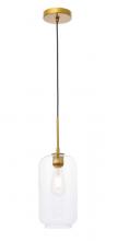 Elegant LD2276BR - Collier 1 Light Brass and Clear Glass Pendant