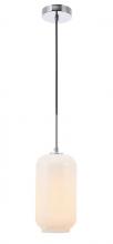 Elegant LD2277C - Collier 1 Light Chrome and Frosted White Glass Pendant