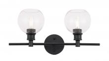 Elegant LD2314BK - Collier 2 Light Black and Clear Glass Wall Sconce