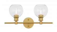 Elegant LD2314BR - Collier 2 Light Brass and Clear Glass Wall Sconce
