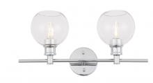 Elegant LD2314C - Collier 2 Light Chrome and Clear Glass Wall Sconce