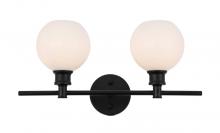 Elegant LD2315BK - Collier 2 Light Black and Frosted White Glass Wall Sconce