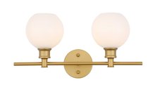 Elegant LD2315BR - Collier 2 light Brass and Frosted white glass Wall sconce