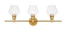 Elegant LD2316BR - Gene 3 light Brass and Clear glass Wall sconce