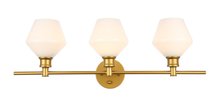 Elegant LD2317BR - Gene 3 light Brass and Frosted white glass Wall sconce