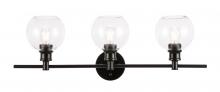 Elegant LD2318BK - Collier 3 Light Black and Clear Glass Wall Sconce