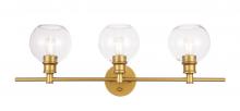Elegant LD2318BR - Collier 3 Light Brass and Clear Glass Wall Sconce