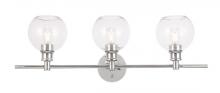 Elegant LD2318C - Collier 3 Light Chrome and Clear Glass Wall Sconce