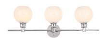 Elegant LD2319C - Collier 3 Light Chrome and Frosted White Glass Wall Sconce