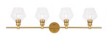 Elegant LD2320BR - Gene 4 Light Brass and Clear Glass Wall Sconce
